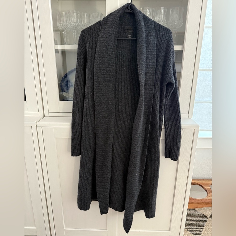 Nordstrom Halogen 100% Cashmere Knit Shawl Cardigan Sweater / Black / Size XS/S